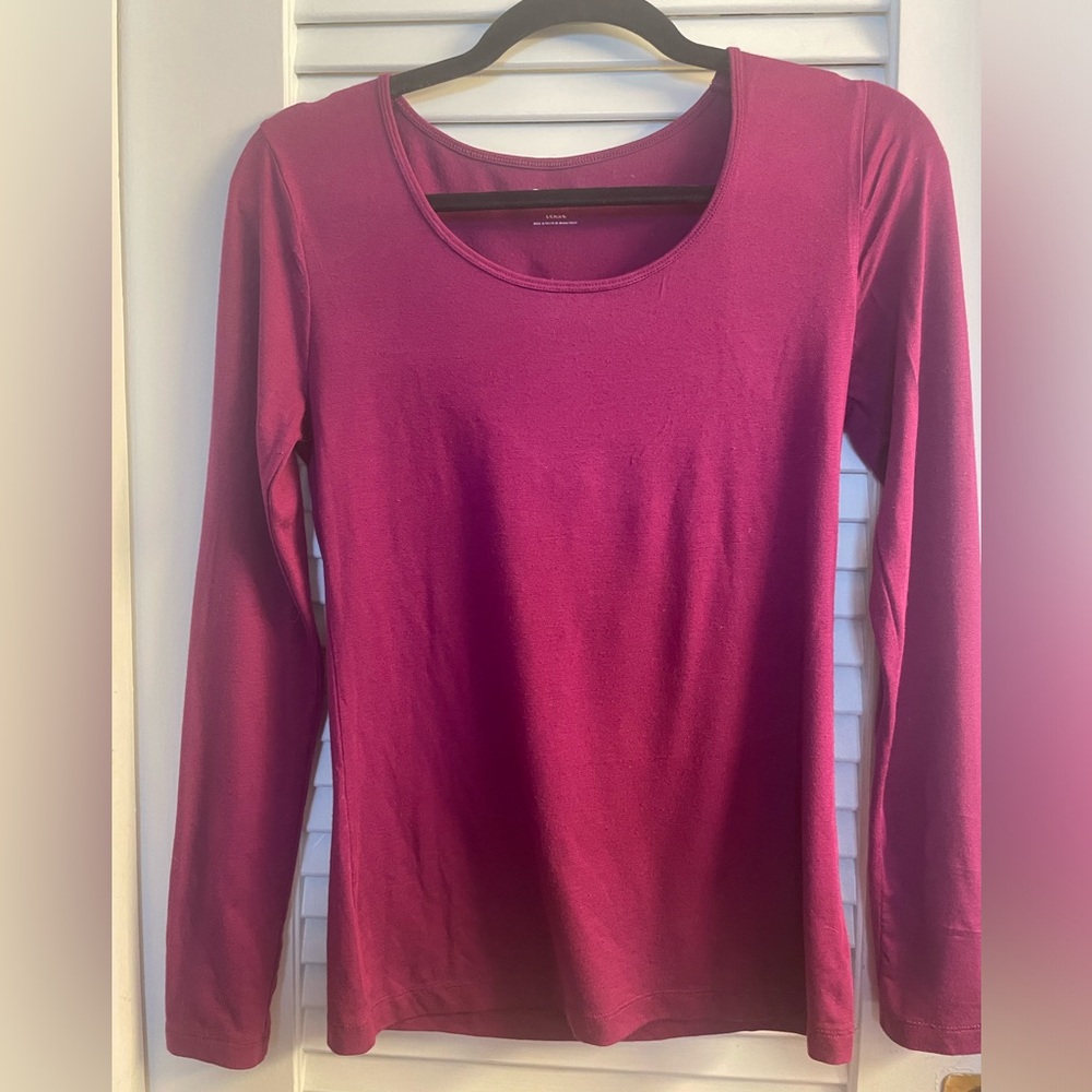 Danskin Now Raspberry Scooped Neck Long Sleeve Athleasure Top Size Small 2/4